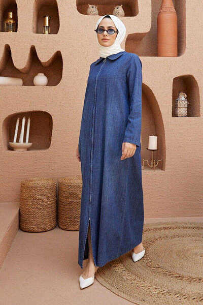 Neways Dark Blue Jean Ferace - Front Zip and Collar