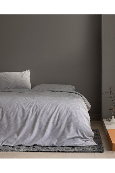 Madame Coco Coyan King Size 100% Cotton Ranforce Printed Bedding Set - Gray