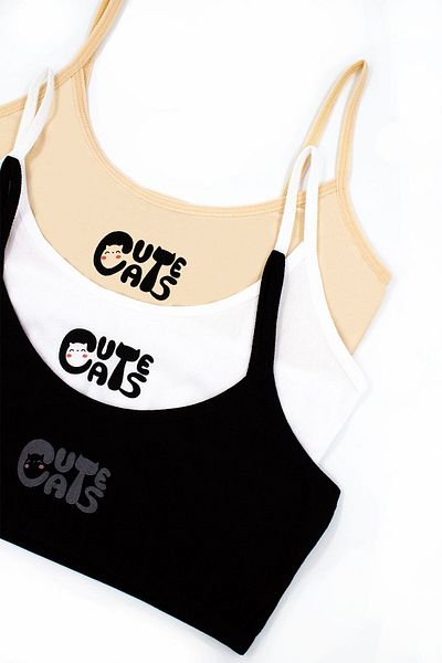 Öts 6-Piece Soft Modal Bra for Girls - Printed Without Pads, Half Tank Training