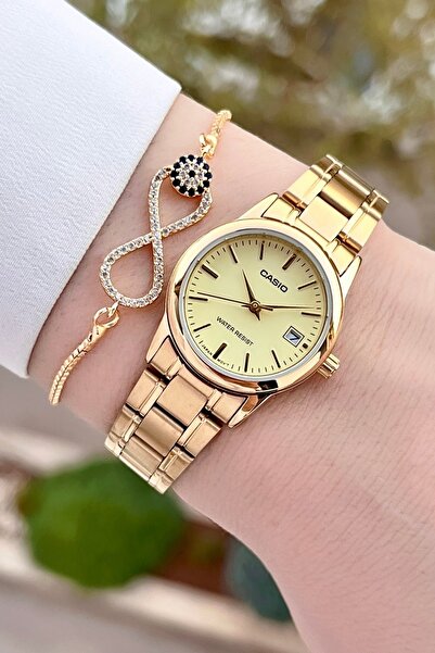 Casio Gold Renk Takvimli Kadın Kol Saati
