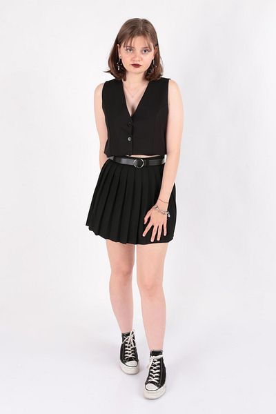 Hadise Selget003968 Belted Women's Pleated Skirt