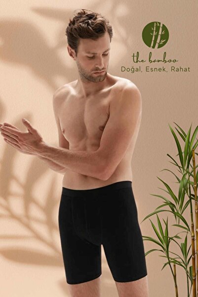 ERDEM İÇ GİYİM Weweus Black Men's Super Thin Natural Bamboo Long Boxer 1013