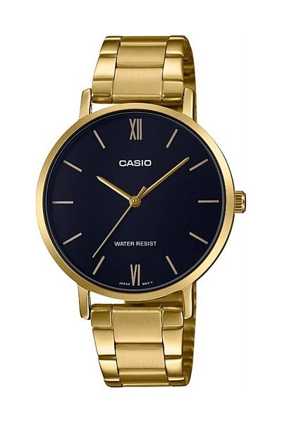 Casio Gold Color Women's Wristwatch with Black Cord