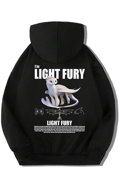 BRZ KIDS Унисекс детски суичър с качулка Light Fury „Как да си дресираш дракон“