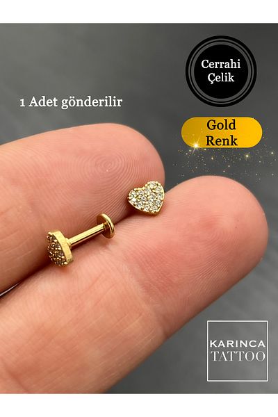 Karınca Piercing Heart Rhinestone Elite Surgical Steel Piercing 6 mm Ear Flat Forward Helix Cartilage Tragus Earrings