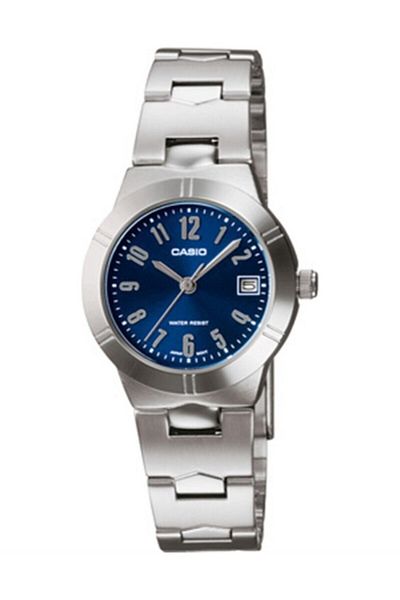 Casio Silver Color Women's Wristwatch with Dark Blue Cord