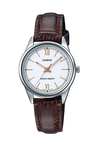 Casio Case Silver Cord Brown Color Women's Wristwatch