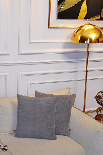 BİRHOME Teddy Jacquard Special Design 2-Piece Decorative Throw Pillow Cover 43X43 cm (Anthracite)