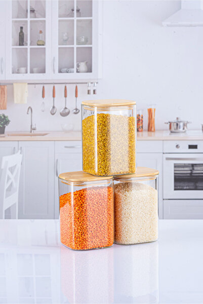 Lizzy 3 Pieces 1200 ml Square Bamboo Lid Luxury Pulses Set