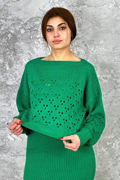 Cemre Life Women's Soft Textured Double Dress Sweater Knitwear Set