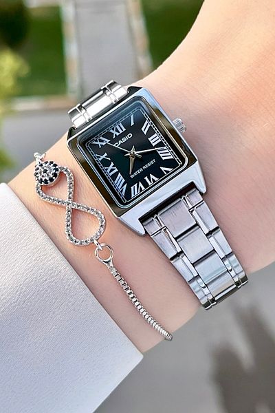 Casio Silver Color Women's Wristwatch with Black Cord