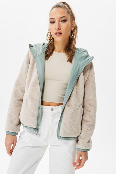 ONLY Women's Chinois Green Double-Sided Coat with Fur Inside15208777 ONLDAHLIA