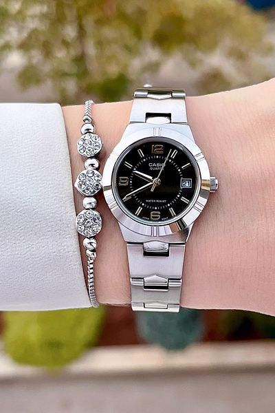 Casio Silver Color Women's Wristwatch with Black Cord