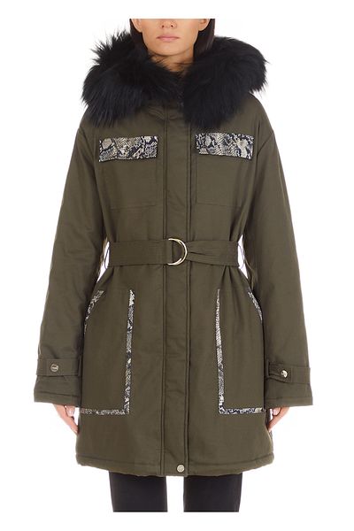 Liu Jo Women's Double Breasted Collar Long Sleeve Padded Khaki Jacket WF1334T4085-KHAKI