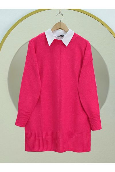 Modamorfo Crew Neck Hidzsáb téli kötöttáru Tunika -fukszia