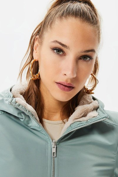 ONLY Women's Chinois Green Double-Sided Coat with Fur Inside15208777 ONLDAHLIA