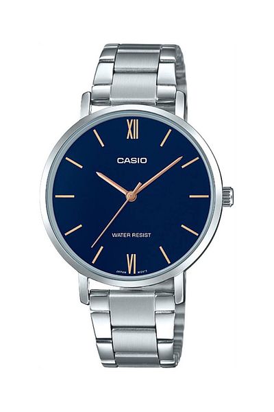 Casio Silver Color Women's Wristwatch with Dark Blue Cord