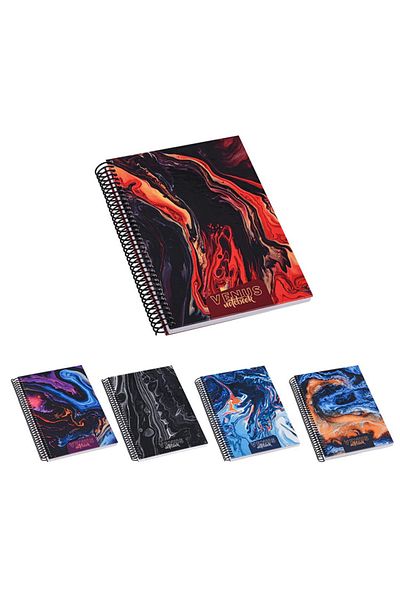 Mikro Venus Color Patterned Checkered Spiral 120 Sheets School Notebook (2 Pcs)