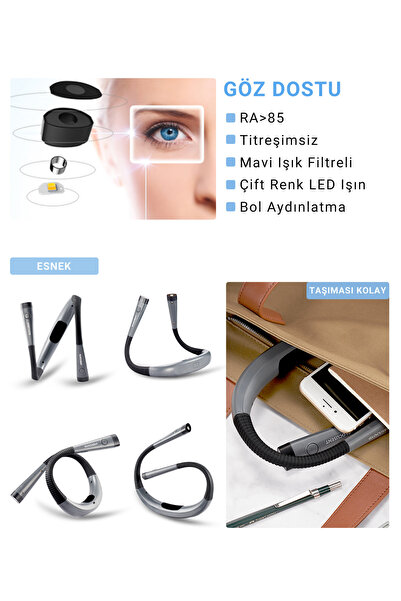 Glocusent Şarjlı LED Boyun Lambası, Kitap Okuma Işığı, Kamp, Avcı, Balıkçı, Örgü, Tamirci, Kafa Lambası