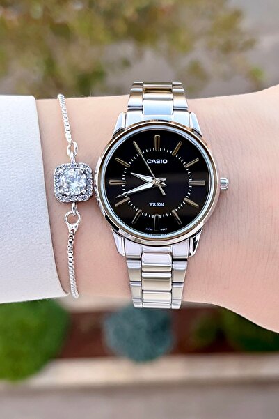 Casio Gümüş Siyah Renk Kadın Kol Saat