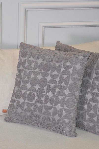 BİRHOME Nova Jacquard Special Design 2-Piece Decorative Throw Pillow Cover 43X43 cm (Anthracite)