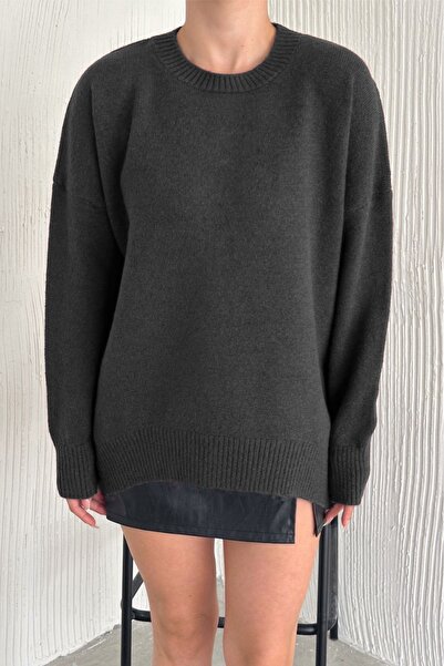 FEMELLE Women's Anthracite Standard Size Oversize Knitwear Sweater