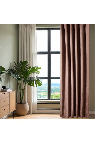 Evidea Soft Devon Background Curtain - Brown - 140X270 cm