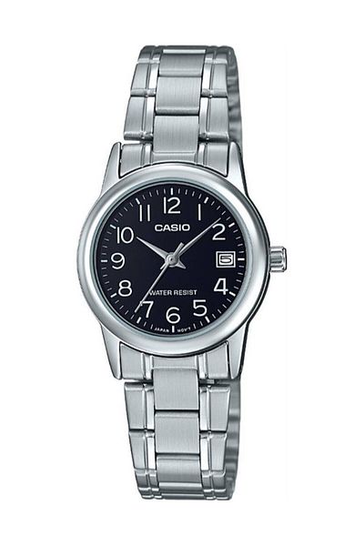 Casio Women's Wristwatch with Black Cord and Silver Color Calendar
