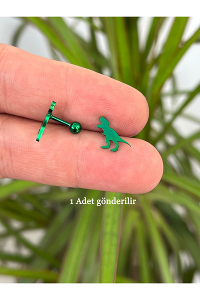 Karınca Piercing T Rex Yeşil Dinozor Kulak Piercing Cerrahi Çelik Tragus Flat Conch Forward Helix Küpe