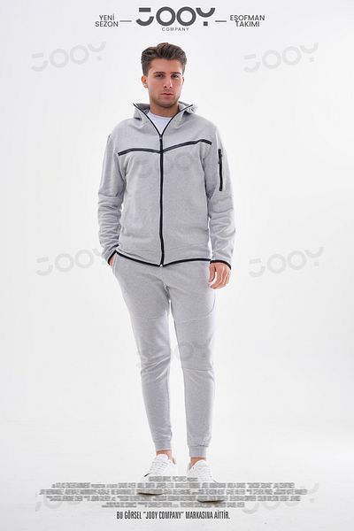 Jooy Company New Season Tech Fleece Grey Ανδρικό Σετ αθλητικής φόρμας - Tshirt Gift Product