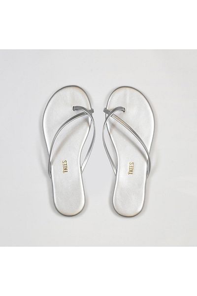 Tkees Women's Silver Cross Stylish Daily Flip Flops
