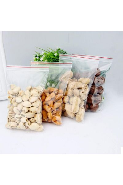 t tuğset etiket 25 Clear Ziplock Bags - 21X27 cm Nuts Cookie Henna - T1139