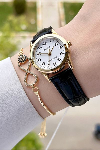 Casio Case Gold Cord Black Color Women's Wristwatch