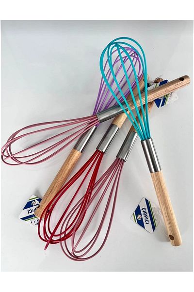 EbruliHomeArt Bamboo Handle Silicone Wire Whisk 30 cm