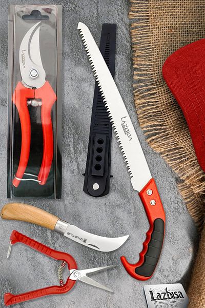 LAZBİSA Lz-K17 4-Piece Pruning Set - Rose Branch and Vaccine Pocket Knife