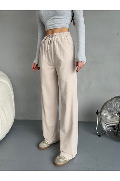 alanora High Waist and Elastic Wide Leg Women's Trousers