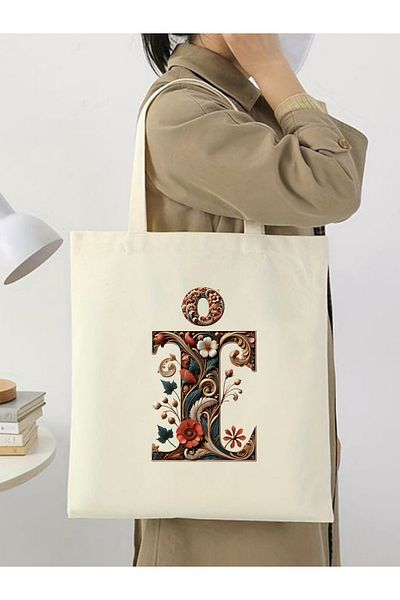 Cemira Unisex Retro İ Letter Design Y2 Pinterest υφασμάτινη τσάντα - Τσάντα αγορών