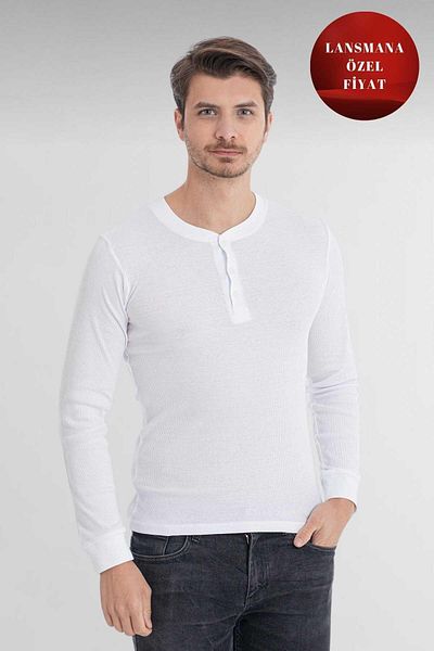 ERDEM İÇ GİYİM Erdem White Buttoned Camisole Long Sleeve T-shirt 1126