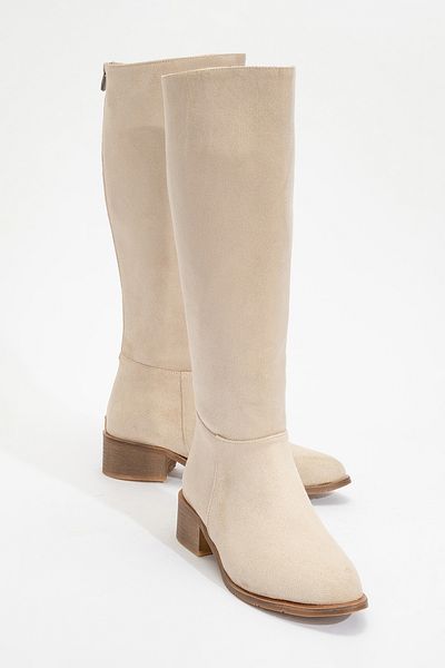 LuviShoes Γυναικείες μπότες SVETLO Μπεζ καστόρι με φερμουάρ στην πλάτη