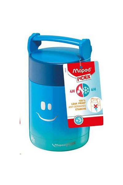 Maped Picnic Smiling Face Steel Food Thermos (SEFER TASI) 350 ml Blue
