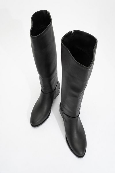 LuviShoes SVETLO Μαύρες Δερμάτινες Γυναικείες Μπότες με Πίσω Φερμουάρ