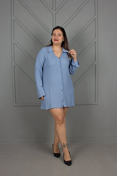 Truva XXL Μίνι υφασμάτινο φόρεμα πουκάμισο μεγάλου μεγέθους