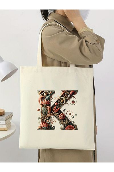 Cemira K Letter Design Τσάντα Letter K, Y2 Pinterest Retro Unisex υφασμάτινη τσάντα τσάντα τσάντα, τσάντα αγορών