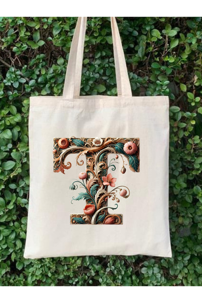 Cemira Ρετρό Unisex υφασμάτινη τσάντα - Letter T Design, Y2 Pinterest, Tote Bag, Shopper Bag