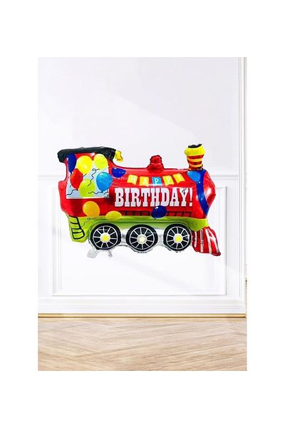 parti sürprizi Train Shaped Happy Birthday Foil Balloon 1 Piece