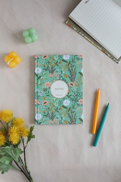 hiddenpaperco Cloth Lined Flower Patterned Notebook - Unlined