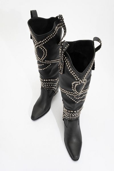 LuviShoes DRAGA Μαύρες γυναικείες μπότες με χοντρό τακούνι Trock