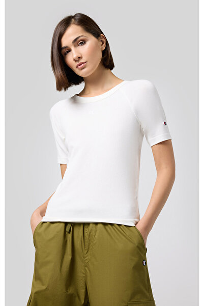 Champion Script Shop Crewneck Tişört Beyaz Kadın Tişört -117601-WW003