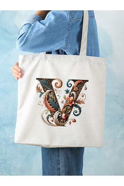 Cemira Letter V Unisex υφασμάτινη τσάντα - Letter Design Y2 Pinterest Retro, Shopper Bag