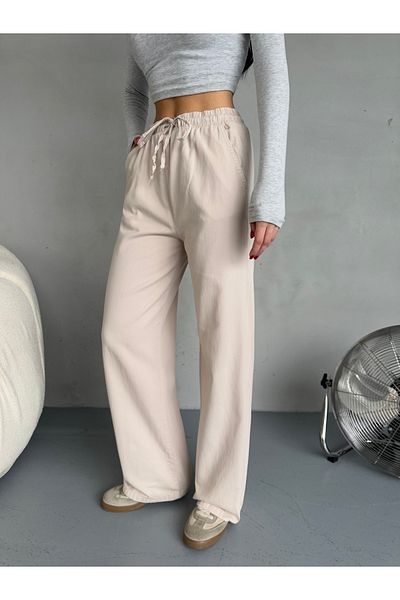 alanora High Waist and Elastic Wide Leg Women's Trousers